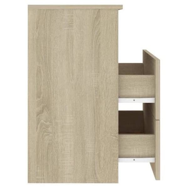 Sæt med 2 natborde med skuffer og åben afdeling 50 x 32 x 60 cm ingeniørtræ farve eg DEC035292 kastanj