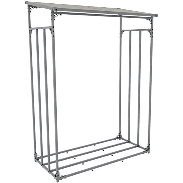 Rektangulär vedställ, hylla för ved, 185x130 cm i anodiserad antracitgrå aluminium 10_0003582 kastanj