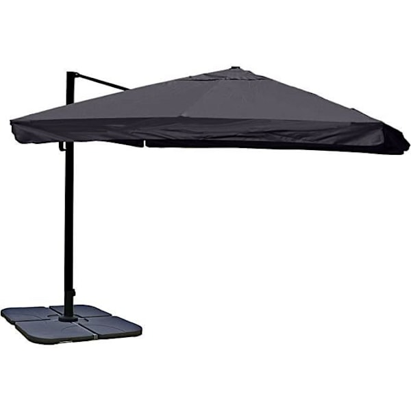 Parasoll för restaurang 3 x 3 m (Ø4,24 m) polyester/aluminium 23 kg antracit med stöd