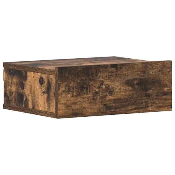 2 kpl seinälle asennettavia yöpöytiä, joissa on laatikko 40 x 30 x 15 cm, ruskea insinööripuusta DEC035990 kastanj