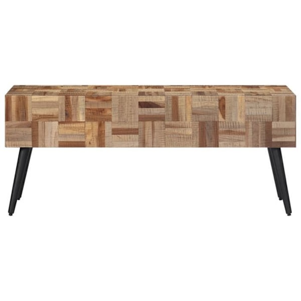 Bänk för matbord kök entré sängfot 110 x 35 x 45 cm massivt återvunnet teak och järn DEC024621 Grå