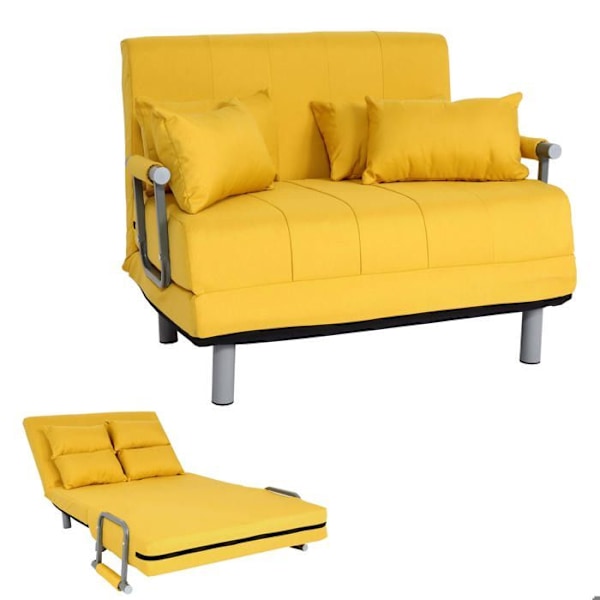 Sovesofa med soveplads, liggeflade 97x186 cm, gul stof 04_0006261 Gul