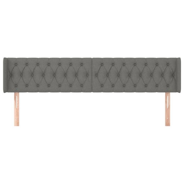 Hovedgavl til seng, soveværelse, polstret møbel med sidekant, 183 x 16 x 78/88, mørkegrå stof