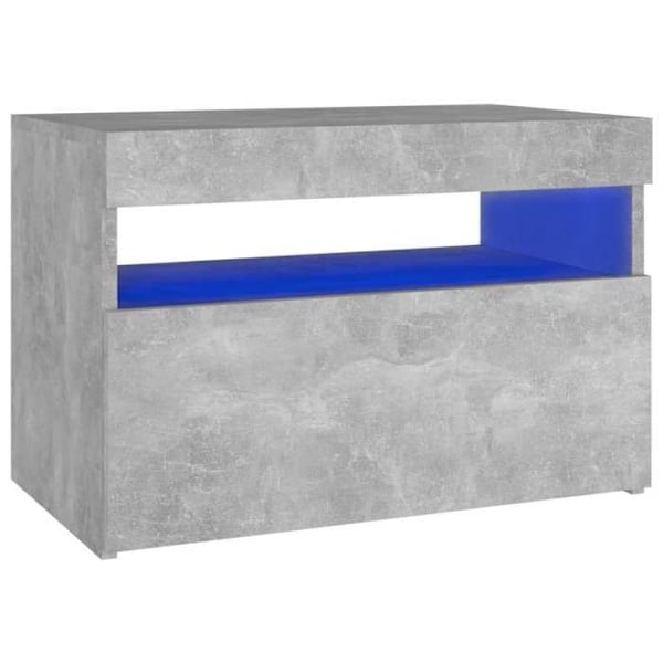 Nattens bord med LED-lys og opbevaringsrum 60 x 35 x 40 cm grå ingeniørtræ DEC033192 kastanj