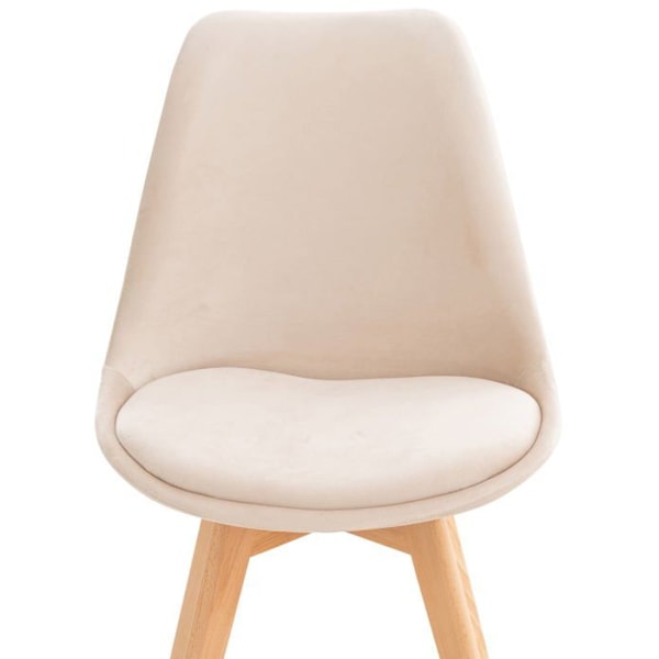 Ruokailutuoli x1 skandinaavinen design vaaleanbeige sametilla ja vaaleilla puujaloilla 10_0002280 Beige