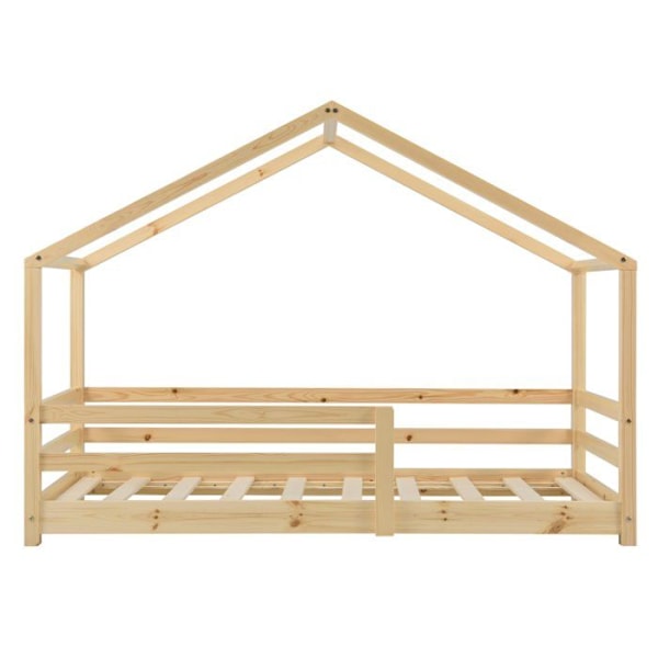 Lysestol til børn i husform med sikkerhedsgitter i naturlig fyrretræ 70 x 140