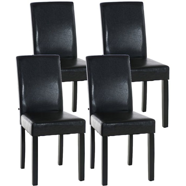 4 kpl moderneja mukavia PVC-pintaisia ruokatuoleja, ruskea ja mustat puujalat 10_0001767 kastanj
