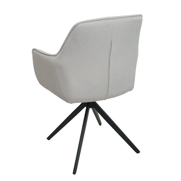 Set om 6 matstolar med armstöd, snurrande sits i cremefärgad tyg, trebent ram 04_0007746 Grädde