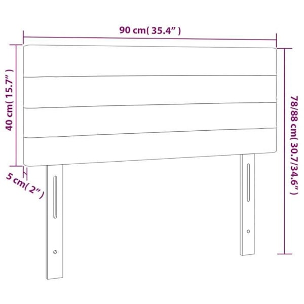 Hovedgærde til seng, soveværelse, møbel med LED 90 x 5 x 78/88 cm, mørkegrå fløjl TDL0200996