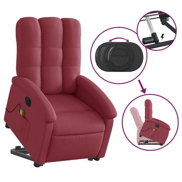 Afslapningsstol med massagefunktion og justerbar i bordeaux stof DEC027849 Bordeaux