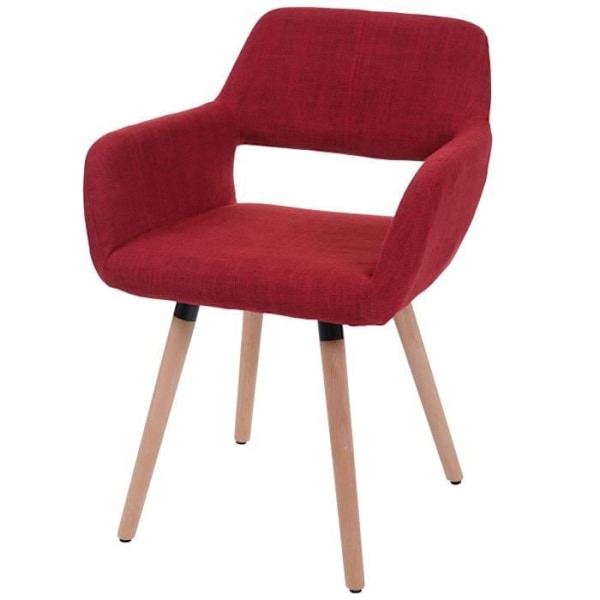 Punainen retro tyyliin design-tuoli ilman pyöriä ruokasalipöydälle, metallijalka.