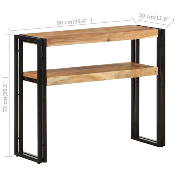 Moderne entrekonsol møbel, sidebord 90 x 30 x 75 cm i akacietræ og jern DEC031584 kastanj