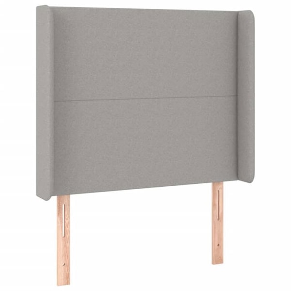 Sängyheadboard lisävaruste sänky makuuhuone huonekalu LED 103 x 16 x 118/128 vaaleanharmaa kangas Ljusgrått