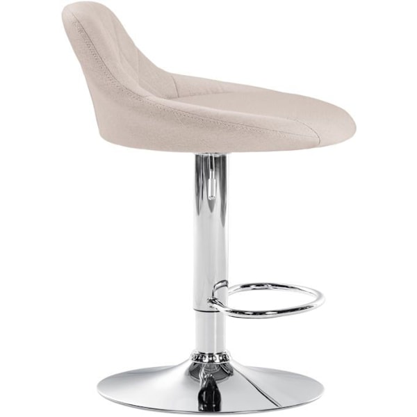 Barstol hög x 1 med dekorativa sömmar, sits i krämfärgad tyg, metallben i krom 10_0005084 Grädde
