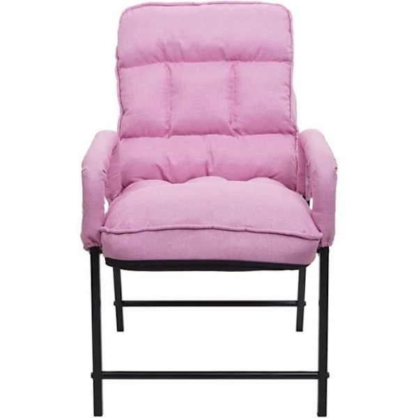 Loungefåtölj med vadderad ryggstöd, 160 kg, justerbar i metall och tyg/te i rosa mönster