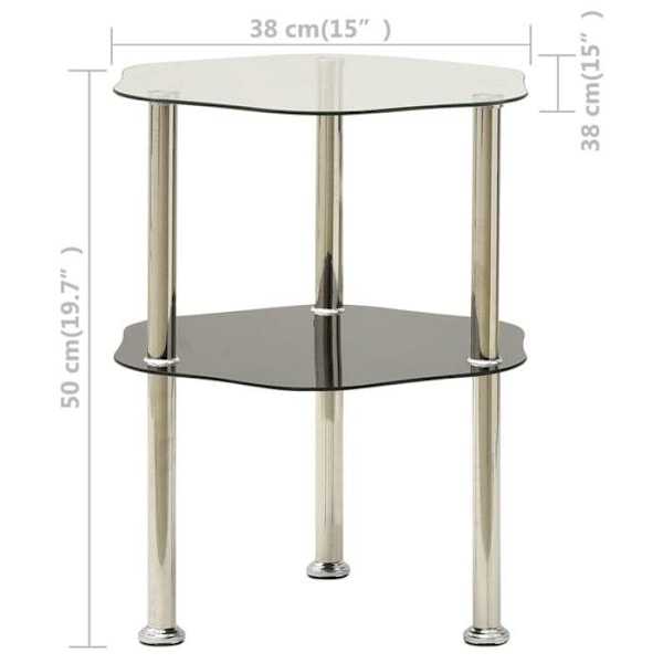 Planterställning 2 nivåer transparent och svart 38 x 38 x 50 cm härdat glas DEC031470 Svart