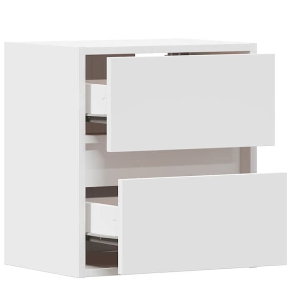 Væghængt natbord med LED-lys 41 x 31 x 45 cm i hvidt ingeniørt træ DEC034165 Vit