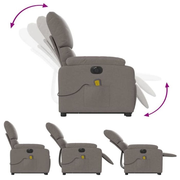 Massagestol med elektrisk lutning och höjning i taupe tyg DEC027866 Mol