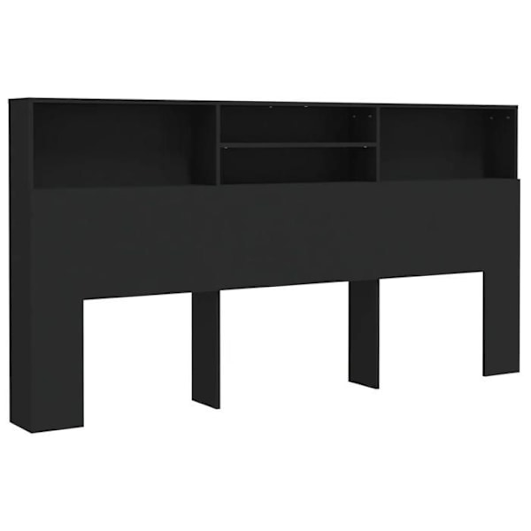 Sengegavl med opbevaring, sengebord, hylde 200 x 19 x 103,5 MDF sort