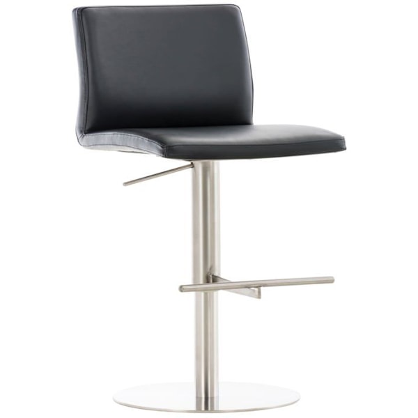 Barstol x1 højdejusterbar og roterbar 360° rund metalplatform sæde i sort PVC 10_0004561 Metall