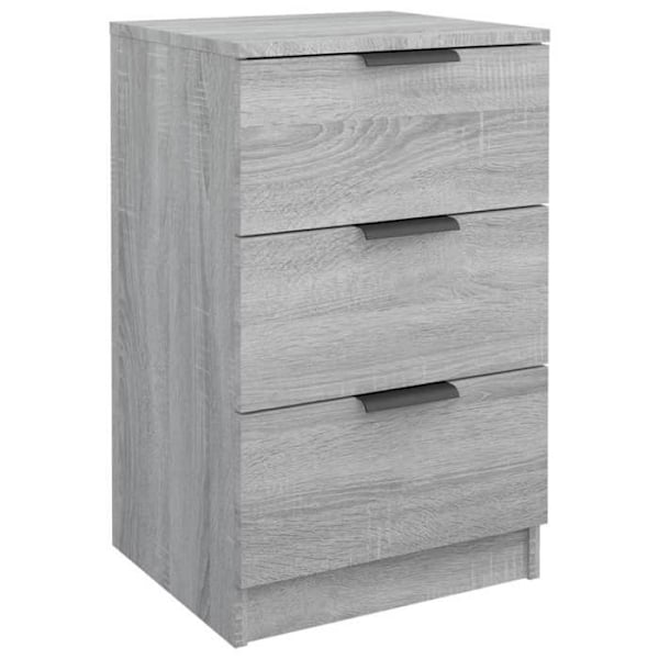Sæt af 2 natborde med 3 skuffer 40 x 36 x 65 cm gråt ingeniørtræ DEC035714 kastanj