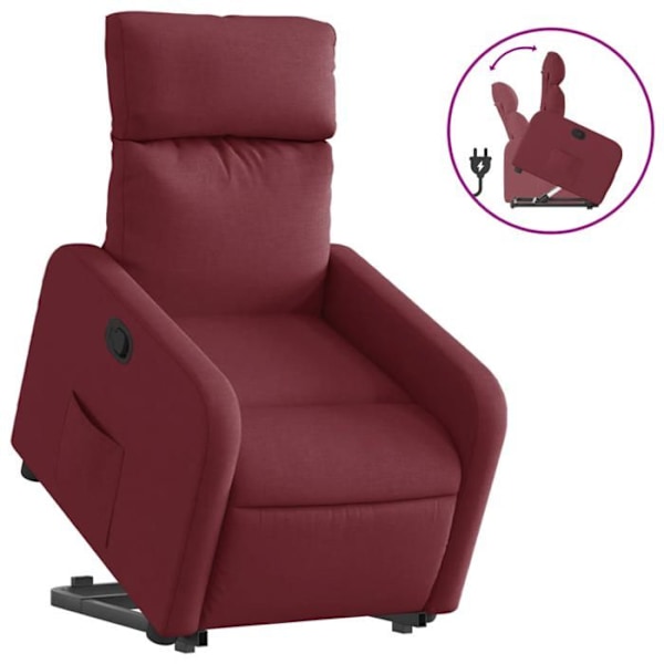 Fåtölj med relax och bekvämt vaddering, elektrisk lyftfunktion i bordeaux tyg DEC028163 Bordeaux