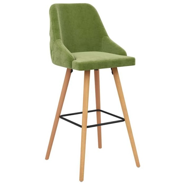 Sæt med 2 barstole moderne design i lysegrøn velours DEC029884 Grön