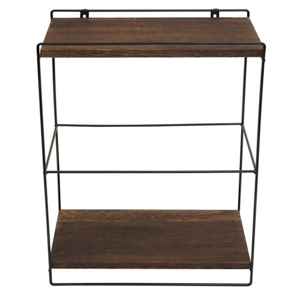Væghængt køkkenhylde i industrielt design 2 hylder 50x35x17 cm i mørkebrun træ og metal 04_0008670 kastanj