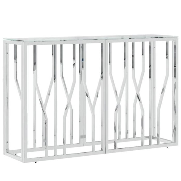 Toimiva ja tyylikäs konsolipöytä 110 x 30 x 70 cm ruostumatonta terästä hopeana ja lasia DEC031503 Silver