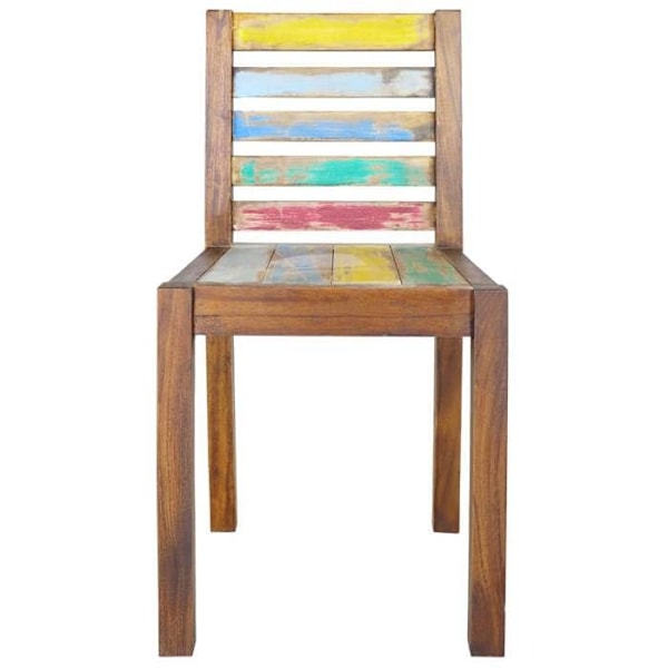 Sæt med 6 spisebordsstole i solidt genbrugs træ multicolor DEC025679 kastanj