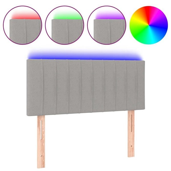 Sengegavl tilbehør til soveværelse møbel med LED 80 x 5 x 78/88 cm stof lys grå TDL0201275 Grå