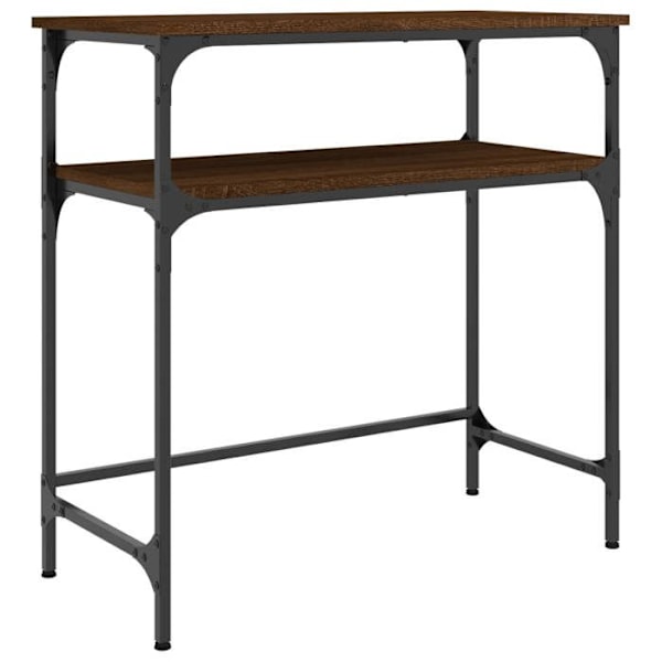 Moderne entré konsol møbel, sidebord med hylde 75 x 35,5 x 75 cm, brunt ingeniørtræ og metal DEC031887 kastanj