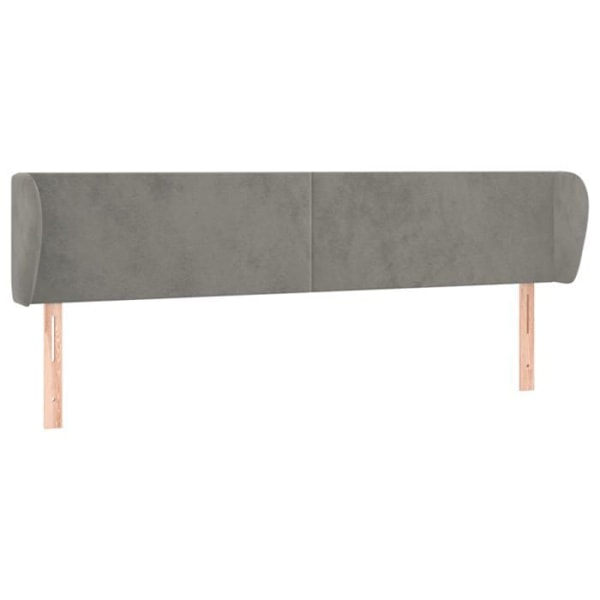Hovedgærde til soveværelse møbel med sidelæbe 183 x 23 x 78/88 cm lys grå velour TDL02051 Grå