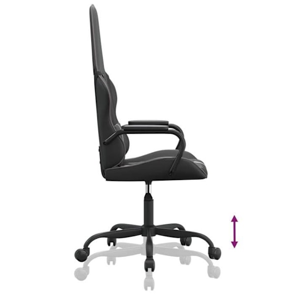 Kontorstol gaming med lændepude i sort og grå PVC DEC025982 Grå