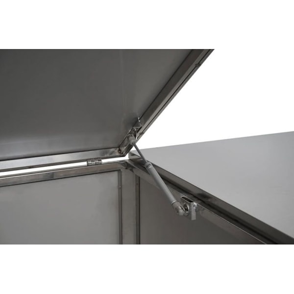 Udendørs affaldscontainerabri til skraldespande op til 2 beholdere med låg 116,5x131x80 cm i rustfrit stål 04_0005399 Guld