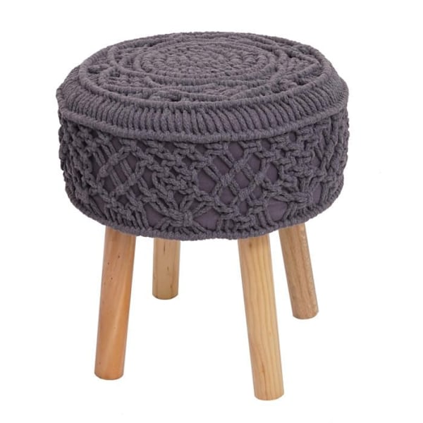 Taburett - Ej specificerad - Rund - Stickad tyg - 45x41 cm - Mörkgrå Mörkgrå