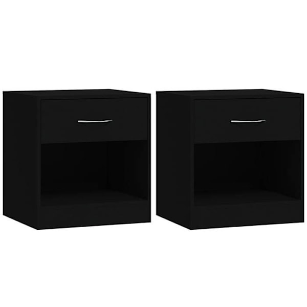 Sæt af 2 natborde med skuffe 36,5 x 30,5 x 38 cm sort ingeniørtræ DEC034847 kastanj
