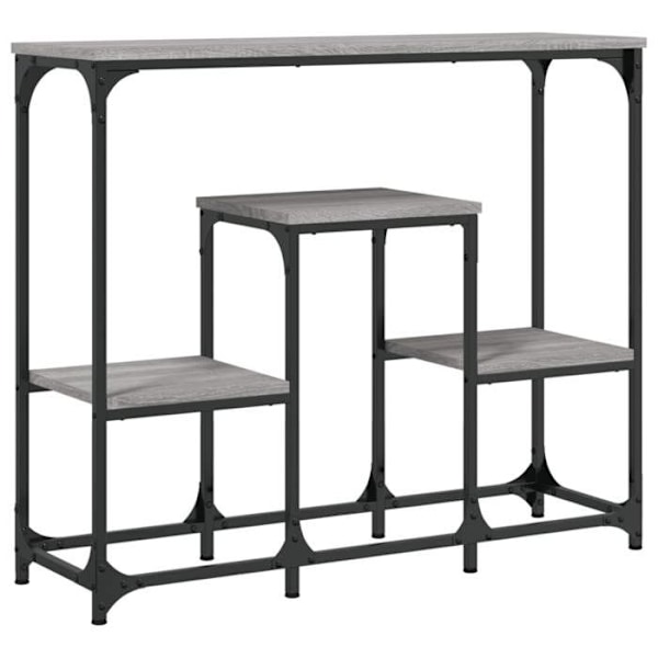 Toiminnallinen ja tyylikäs sisäänkäynnin pöytäkonsole, jossa hyllyt 89,5 x 28 x 76 cm, harmaa tekninen puu ja metalli DEC032253 kastanj