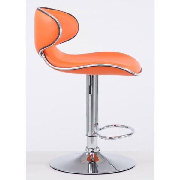 Barstol - Décoshop26 - TDB10129 - Set med 2 - Höjdjusterbar - Orange konstläder Metall