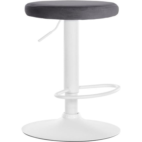 Barstol x1 enkel design justerbar höjd mörkgrå sammetsklädsel vita metalben 10_0005356 Vit