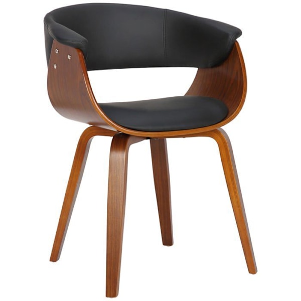 2 kpl retro-design ruokailutilan tuoleja, ruskea puurakenne ja musta PVC-istuin 10_0001686 kastanj