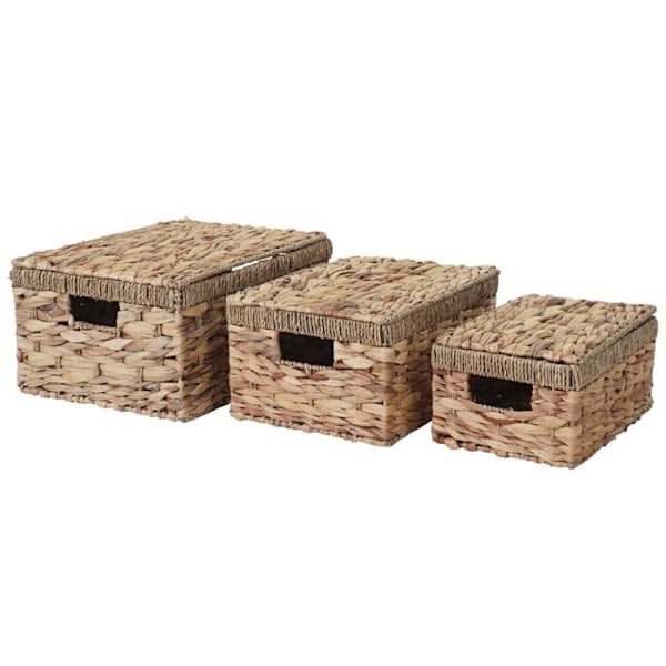 Set av 3 förvaringslådor med lock i vattenhyacint, naturlig färg 04_0007499 Guld