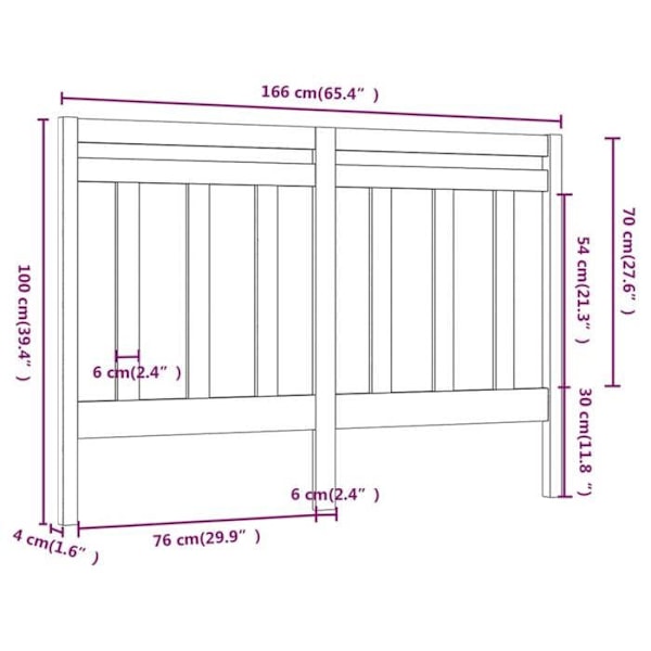 Hovedgærde til seng tilsoffeværk møbel 166 x 4 x 100 cm sort fyrretræ TDL0202216