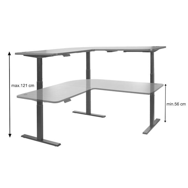 Hjørne skrivebord med elektrisk højdejustering 178 x 178 cm HDF hvid sort 04_0006024 Vit