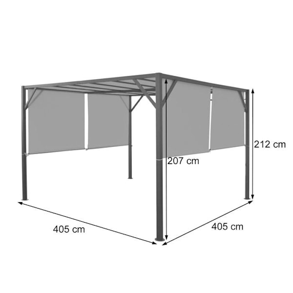 Pergola trädgårdspaviljong terrassöverdrag stabil 6 cm stålkonstruktion + rörligt tak i turkosblå 4 x 4m 04_0008100 Blå