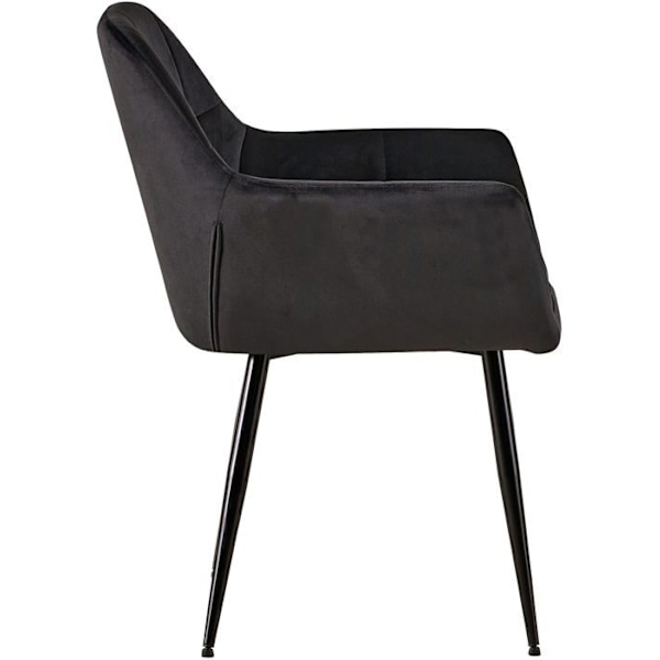 Set av 2 retro design matstolar med dekorativa sömmar i rutor, sits i svart sammet 10_0001538 Svart
