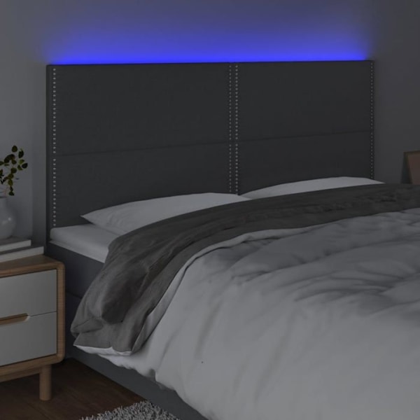 Hovedgærde til soveværelse med LED-møbel 180 x 5 x 118/128 cm mørkegråt stof TDL0201103 Grå