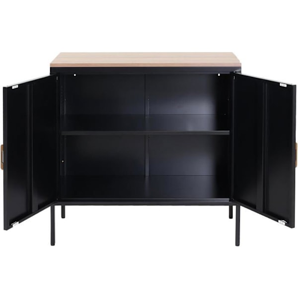 Coode työpöydän säilytyskaluste buffet 2 ovella metalli 90 x 90 x 40 melamiini musta MDF-pinta 2 lokeroa ovilla