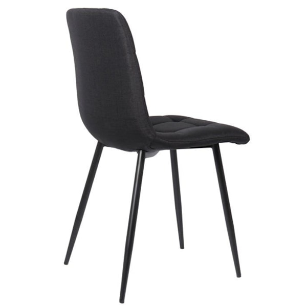 Sæt af 2 spisestuestole i sort stof med mat sorte metalben i moderne stil