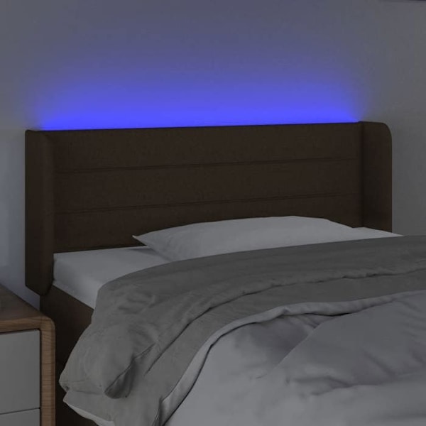 Senggavl tilbehør seng soveværelse møbel med LED 103 x 16 x 78/88 mørkebrun stof Mörkbrun